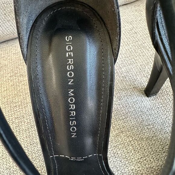 Sigerson Morrison Phoebe T Strap Heeled Sandals Stilettos Black Size 9.5 US - Picture 5 of 7